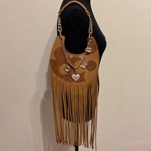 Fringed Tan Shoulder Bag